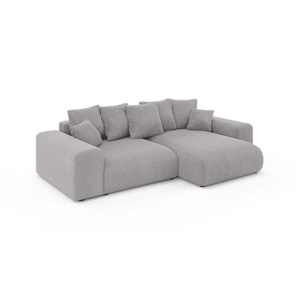 Svijetlo siva sklopiva/s prostorom za odlaganje kutna garnitura od samta (promjenjiva) Luma – Ropez-image-2