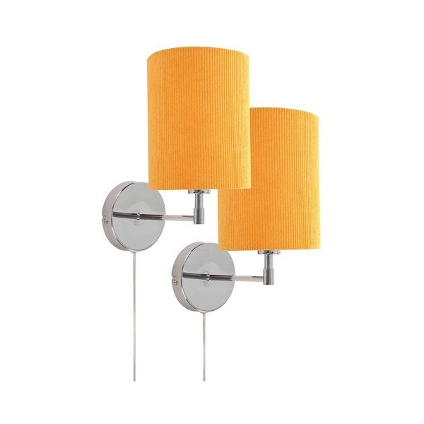 Žuta /u sjajno srebrnoj boji tekstilna zidna lampa s utikačem Seth – Jotex