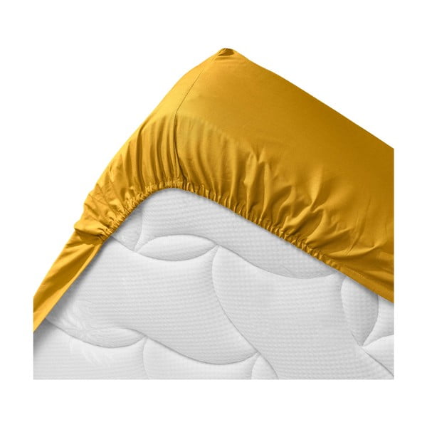 Žuta  plahta s gumom od organskog pamuka 160x200 cm Biolina – douceur d'intérieur-image-3