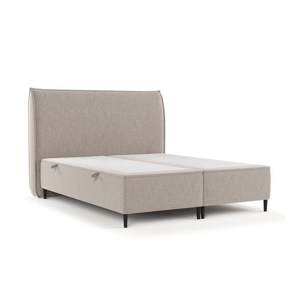 Sivi/bež tapecirani bračni krevet s prostorom za pohranu 160x200 cm Draco – Maison de Rêve