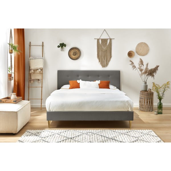 Tamno sivi bračni krevet Bobochic Paris Rory Light, 180 x 200 cm-image-4