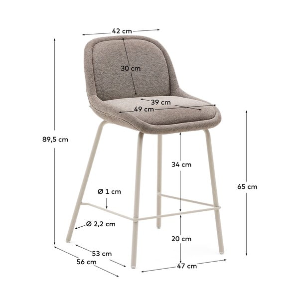 Barska stolica sivo-bež (visine sjedala 65 cm) Aimin – Kave Home-image-3