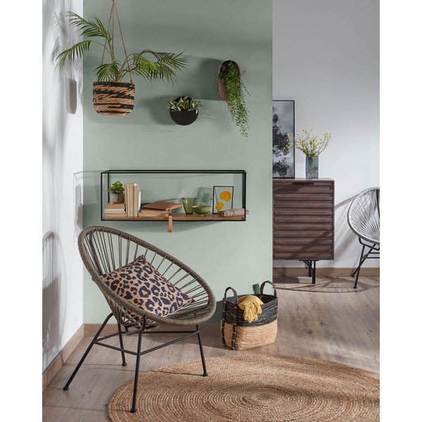 Crna/u prirodnoj boji polica od masivne jele 90 cm Elisha – Kave Home-image-2