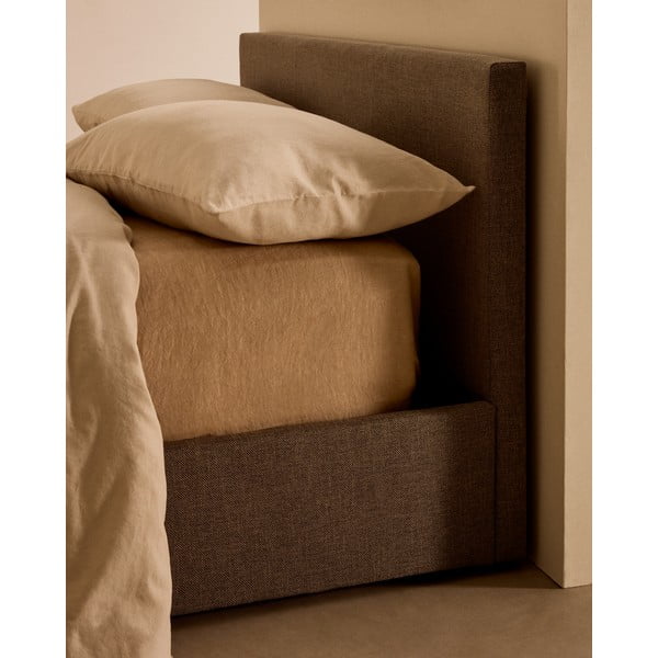 Sivi tapecirani krevet s prostorom za odlaganje s podnicom 90x200 cm Nahiri – Kave Home-image-1