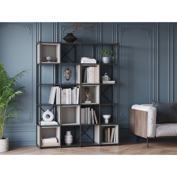 Crna/krem biblioteka 140x179 cm Anya – Marckeric-image-1