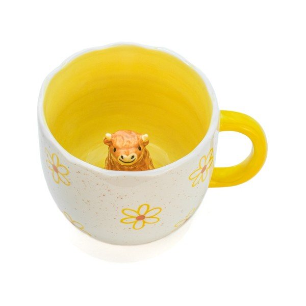 Žuta /krem porculanska šalica 350 ml Surprise Highland Cow – Sass & Belle-image-2