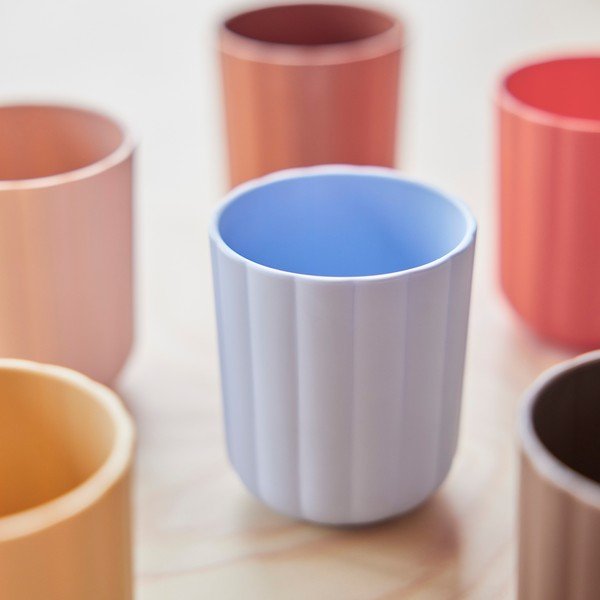 Svijetlo plave/smeđe plastične dječje šalice u setu 2 kom Pullo – OYOY Mini-image-1