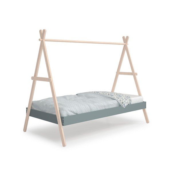 Dječji krevet od masivnog bora u obliku kućice s podnicom 90x200 cm u prirodnoj boji/prljavo zeleni Trufa – Marckeric-image-4