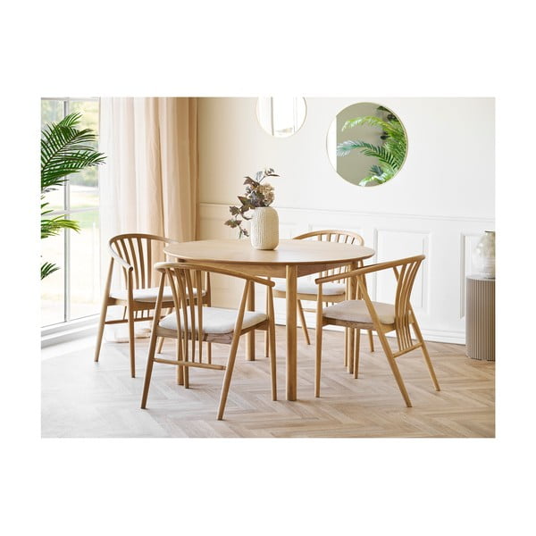 Blagovaonska stolica s naslonima za ruke od punog hrasta u prirodnoj boji Agustin – House Nordic-image-4