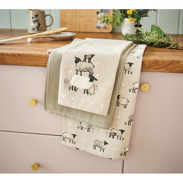 Kuhinjska krpa 3 kom od mješavine lana 45x65 cm Highland Sheep – Cooksmart ®-image-1