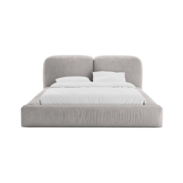 Svijetlo sivi tapecirani bračni krevet s prostorom za odlaganje s podnicom 160x200 cm Martina – Micadoni -image-4