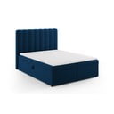 Tamno plavi boxspring krevet s prostorom za pohranu 160x200 cm Gina – Milo Casa