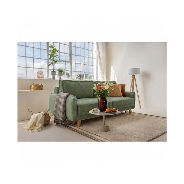 Svijetlo zelena sklopiva sofa od samta 218 cm Tori – Bonami Selection-image-1