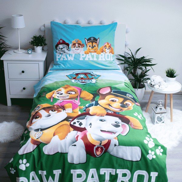 Pamučna dječja posteljina za krevet za jednu osobu sa svjetlećim efektom 140x200 cm Paw Patrol - Jerry Fabrics-image-1