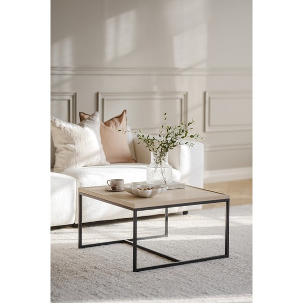 Stolić za kavu s hrastovom pločom stola u prirodnoj boji ø 70 cm Deerfield – Rowico-image-3