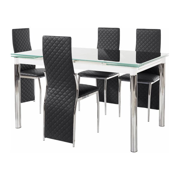 Set blagovaonskog stola i 4 crne blagovaonske stolice Støraa Pippa William Puro Black