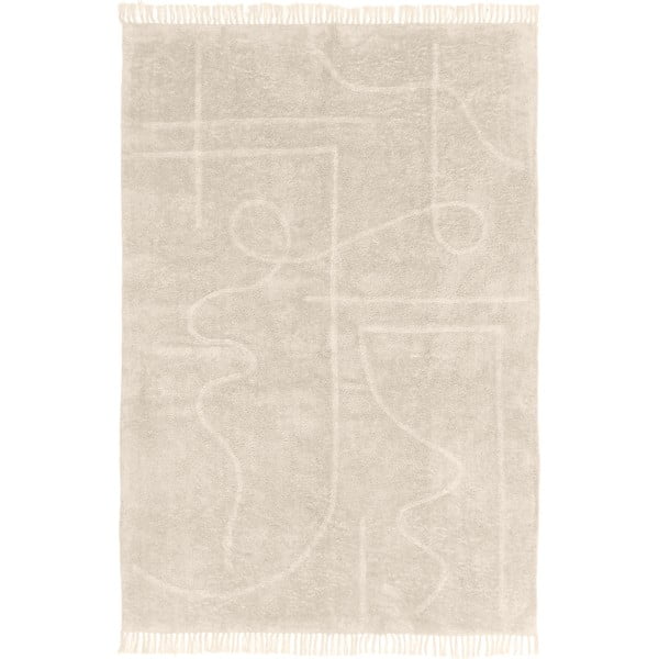 Svijetlo bež ručno tkani pamučni tepih Westwing Collection Lines, 160 x 230 cm