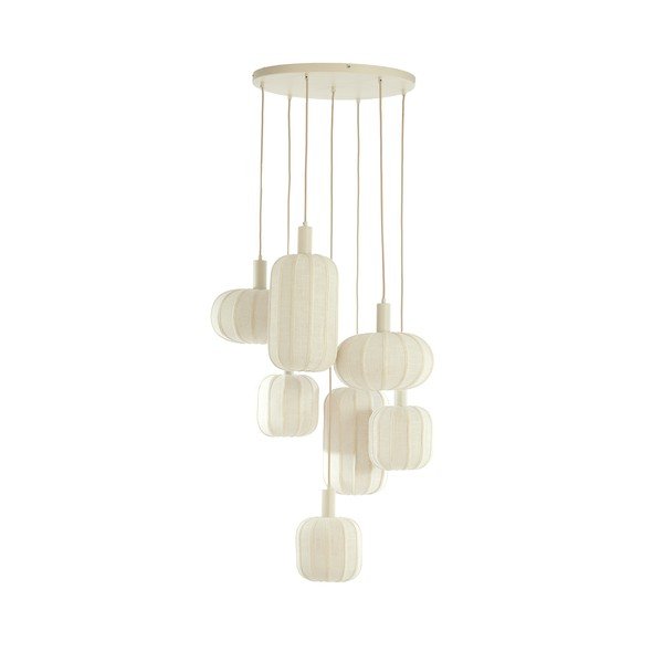 Krem viseća svjetiljka s tekstilnim sjenilom ø 50 cm Tufia – Light & Living