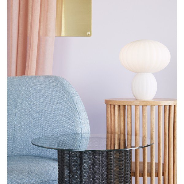 Bijela staklena stolna lampa (visina 28 cm) Kumu – Hübsch-image-4