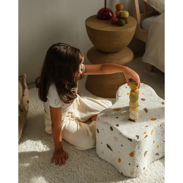 Bijeli dječji tabure od bouclé tkanine/od šenila Terrazzo Cloud – Wigiwama-image-2