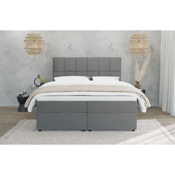 Sivi boxspring krevet s prostorom za odlaganje 160x200 cm Flip – Ropez-image-2