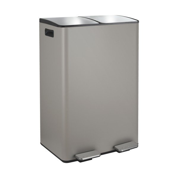 Smeđe-siva željezna kanta za smeće 2x30 l za odvojeni otpad/s pedalom   Aliya – Spirella