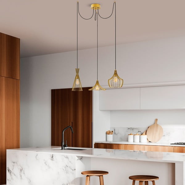 Viseća svjetiljka u zlatnoj boji s metalnim sjenilom Mezopotamya – Opviq lights-image-4