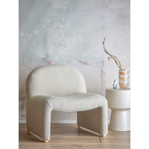 Krem fotelja od bouclé tkanine Neel – Bloomingville-image-1