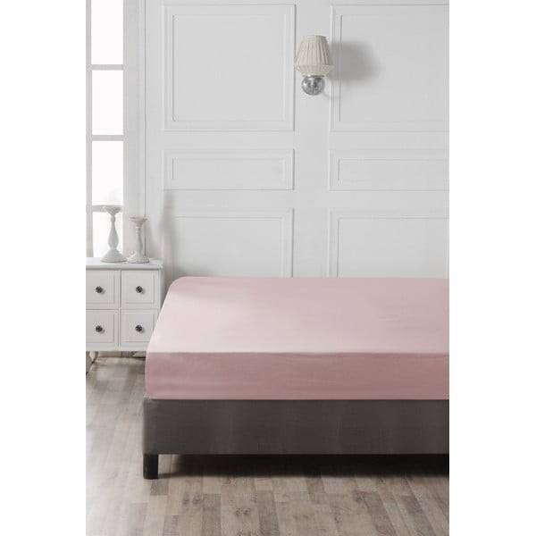 Ružičasta pamučna plahta s gumom 140x200 cm – Mijolnir-image-2