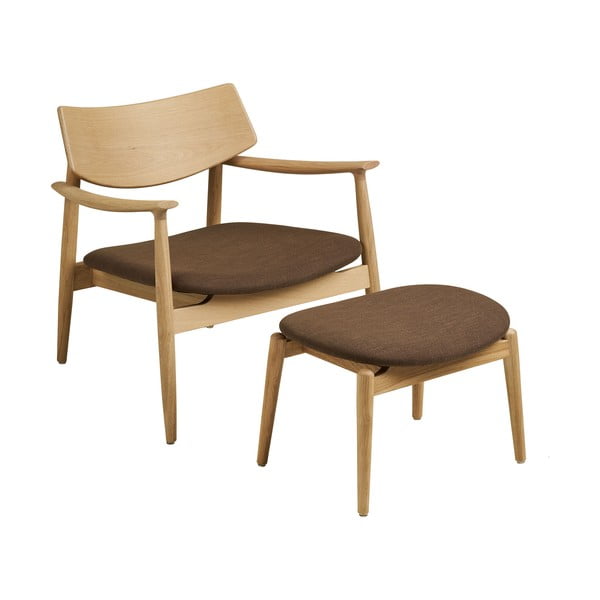 Smeđa fotelja s naslonjačem za noge Olvera – House Nordic