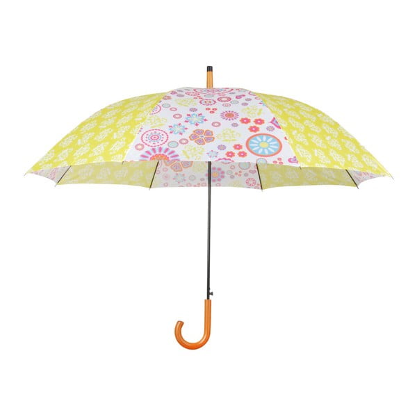 Žuti kišobran s drvenom ručkom Esschert Design Flowers