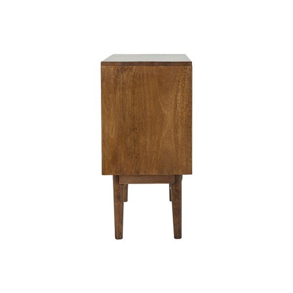 Tamno smeđa niska komoda od masivnog drveta 100x80 cm Bitika – Light & Living-image-3