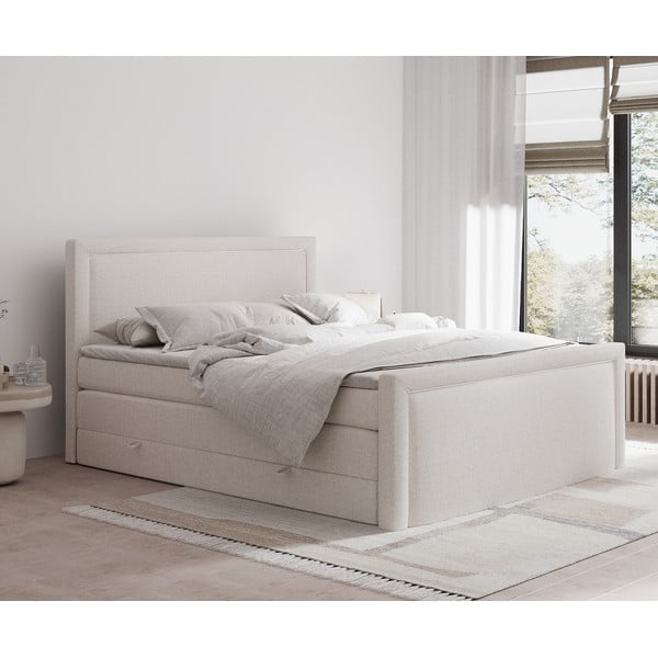 Bež boxspring krevet s prostorom za odlaganje 160x200 cm Lavenda – Maison de Rêve-image-1