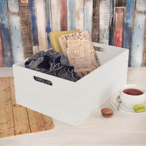 Bijela drvena kutija za pohranu 36x26x15 cm – Orion-image-1