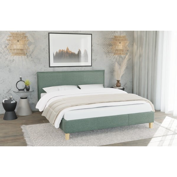 Zeleni tapecirani bračni krevet s podnicom 200x200 cm Tina – Ropez-image-2