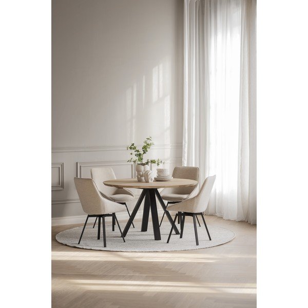 Okrugao blagovaonski stol s hrastovom pločom stola u prirodnoj boji ø 130 cm Carradale – Rowico-image-1