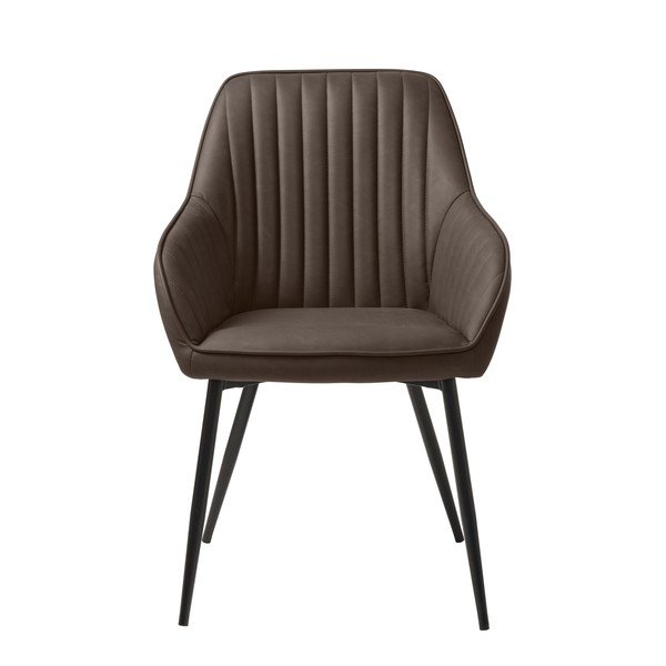 Tamno smeđa podstavljena blagovaonska stolica s naslonima za ruke Melfort – Unique Furniture-image-1