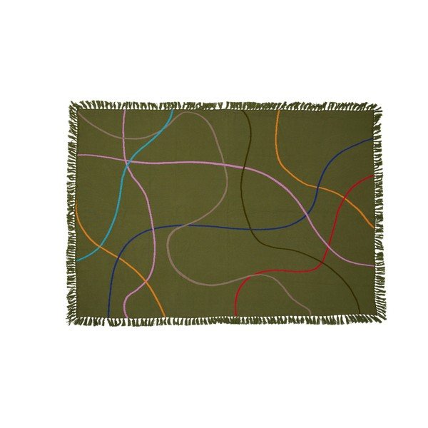 Zeleni pamučni pokrivač 200x140 cm Outline - Hübsch