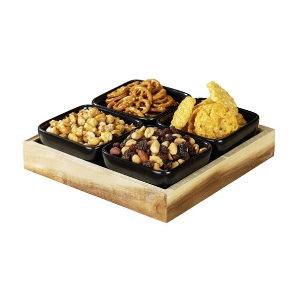 Crne keramičke zdjele za posluživanje u setu od 4 s pladnjem Elo - Wenko-image-4