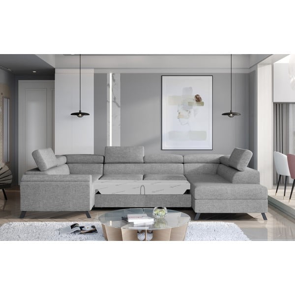 Svijetlo siva sklopiva/s prostorom za odlaganje kutna garnitura (s desnim kutom/u obliku slova "U") Escada – ELTAP-image-2