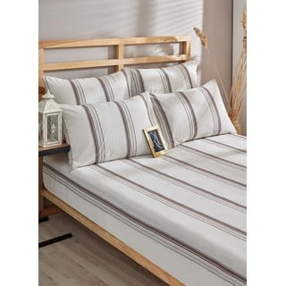 Smeđo-bež pamučna posteljina za bračni krevet/za produženi krevet 200x220 cm – Mila Home