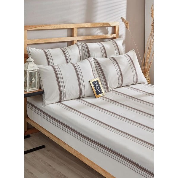 Smeđo-bež pamučna posteljina za bračni krevet/za produženi krevet 200x220 cm – Mila Home-image-1