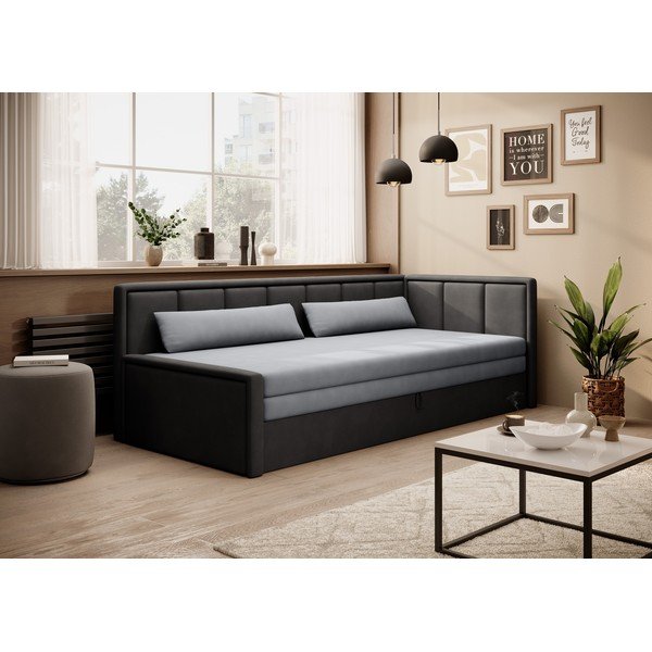 Tamno siva sklopiva/s prostorom za odlaganje sofa od šenila 214 cm Fulgeo – ELTAP-image-1
