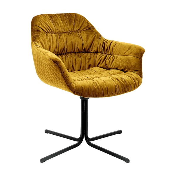Žuta stolica s baršunastim presvlakama KARE dizajn zakretanje