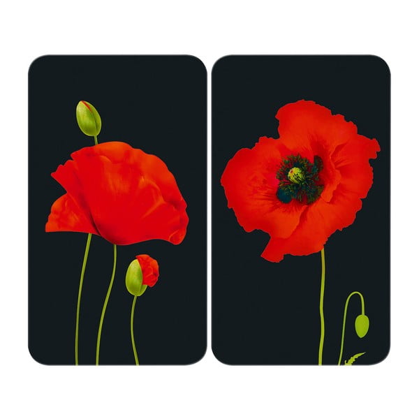 Poklopci za štednjak od kaljenog stakla u setu od 2 komada 52x30 cm Poppy - Maximex