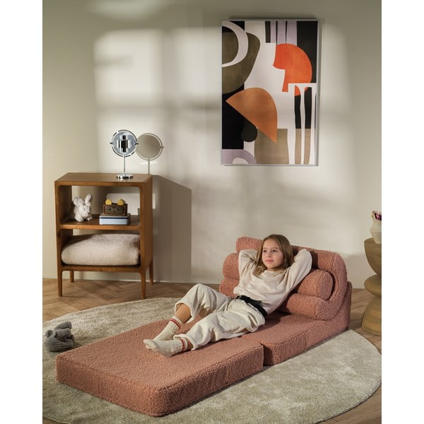 Ružičasta dječja fotelja od bouclé tkanine Flipster – Wigiwama-image-1