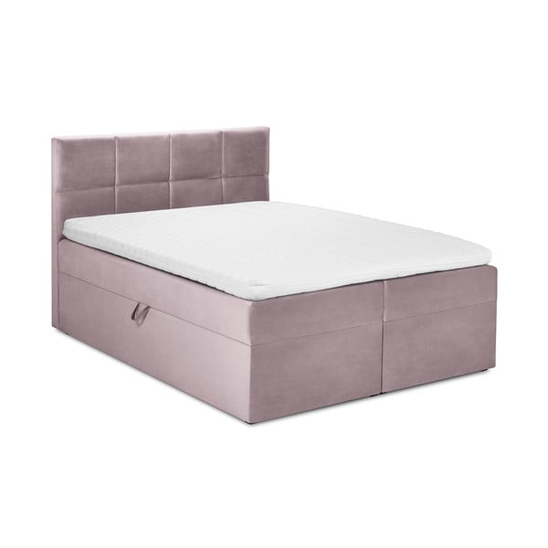 Ružičasti baršunasti bračni krevet Mazzini Kreveti Mimicry, 200 x 200 cm