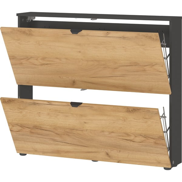 Antracitno sivi/u prirodnoj boji preklopni/viseći ormarić za cipele u dekoru hrasta 100x85x19 cm Renell – Germania-image-4