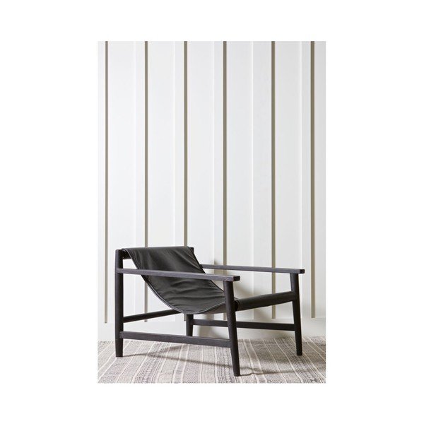 Crna kožna fotelja BePureHome Sling-image-3