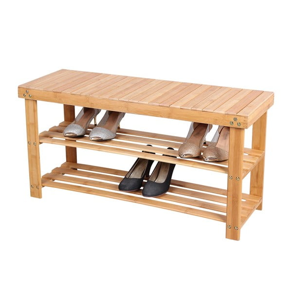 Regal od bambusovog drveta za 8 pari obuće Songmics, širina 90 cm-image-3